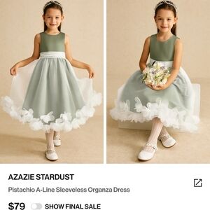Azazie Elegant Green and White Formal Dress